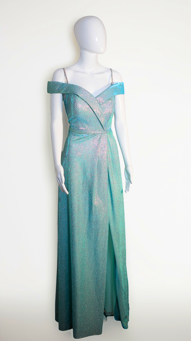 Long Turquoise Blue Sparkly Dress | €10 per day