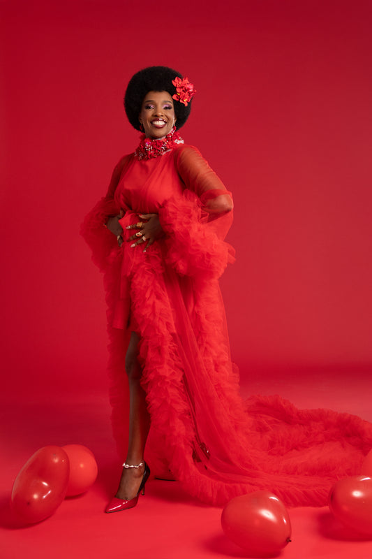 A Red Long Ruffled Robe | €20 per day